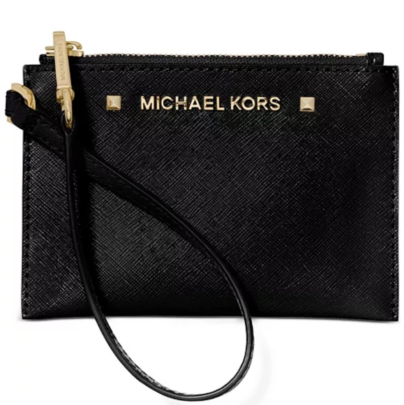 Michael Kors Large Black Leather Wristlet - Picture 1 of 4